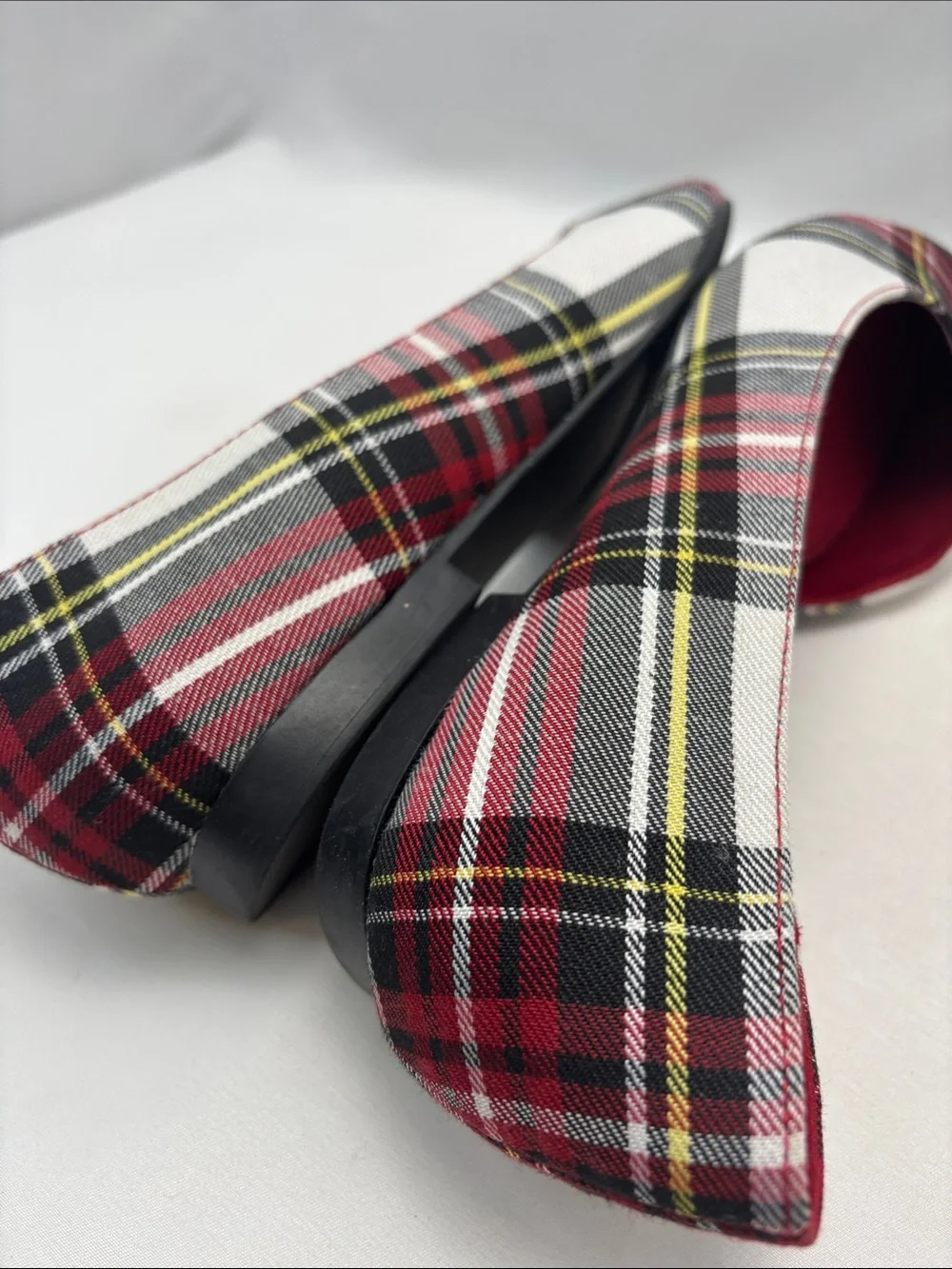 Isaac Mizrahi‎ Amaya D’Orsay Tartan Red Plaid Pointed Toe Flats Women’s 8 - #413
